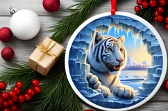 Round Icy Wall Tiger Sublimation PNG Product Image 1