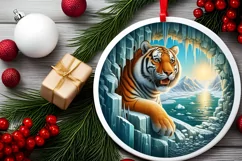 Round Icy Wall Tiger Sublimation PNG Product Image 2