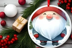 Round Christmas Ornament with Gnome PNG Product Image 1