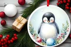 Round Christmas Ornament with Penguin PNG Product Image 2
