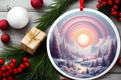 Pastell Winter Scene Ornament PNG Product Image 1