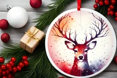 Round Christmas Ornament with Reindeer PNG Product Image 2