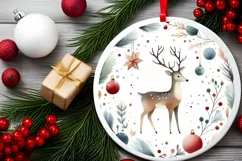 Round Christmas Ornament with Reindeer PNG Product Image 2