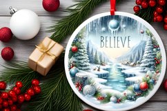 Santa Winter Scene Round Ornament Sublimation PNG Product Image 2