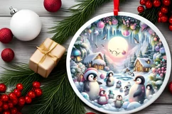 Colorful Winter Scene with Penguins Image PNG Product Image 2