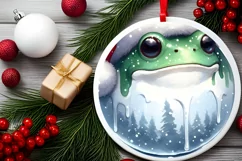 3D Winter Frog Portrait with Santa Hat PNG Product Image 2