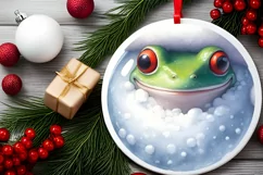 3D Winter Frog Portrait with Santa Hat PNG Product Image 1
