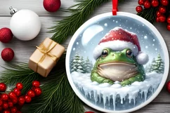Watercolor Frog Portrait Winter Scene Product Image 2
