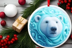 Round 3D Like Polar Bear with Melting Edges PNG Product Image 2