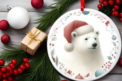 Round Christmas Ornament with Polar Bear PNG Product Image 1