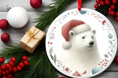 Round Christmas Ornament with Polar Bear PNG Product Image 1