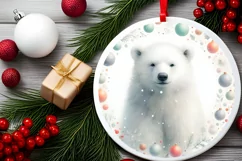 Round Christmas Ornament with Polar Bear PNG Product Image 2