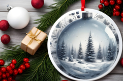 Round Christmass Ornament Sublimation|Clipart Product Image 2