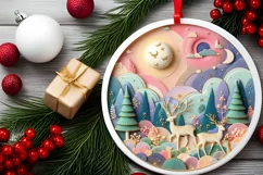 Round Christmas Ornament Sublimation|Clipart Product Image 2