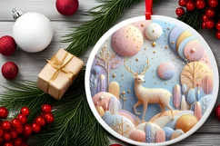 Round Christmas Ornament Sublimation|Clipart Product Image 2