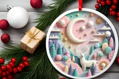 Round Christmas Ornament Sublimation|Clipart Product Image 2
