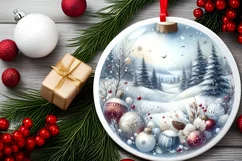 Winter Christmas Ball Scene with Forest Sublimation PNG Product Image 2