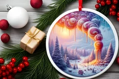 Pastell Winter Scene Ornament PNG Product Image 2