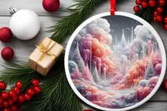Pastell Winter Scene Ornament PNG Product Image 2