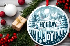 Holiday Joy Round Ornament Sublimation PNG Product Image 2