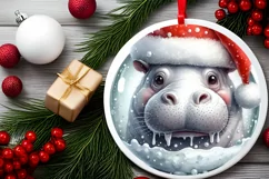 3D Round Hippo Portrait Sublimation PNG Product Image 2
