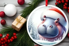 Round Hippo Portrait Sublimation PNG Product Image 2