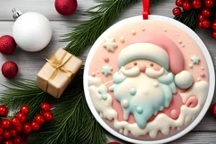 Santa Round Ornament Sublimation PNG Product Image 2