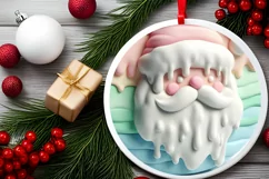 3D Santa Round Ornament Sublimation PNG Product Image 2