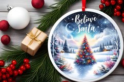 Believe in Santa Round Ornament Sublimation PNG Product Image 2