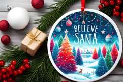 Believe in Santa Round Ornament Sublimation PNG Product Image 2