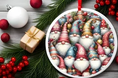 Winter Gnomes Round Ornament Sublimation PNG Product Image 1