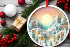 Round Christmas Ornament Sublimation|Clipart Product Image 2