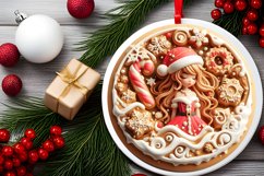 Santa's Girl Round Ornament Sublimation PNG Product Image 2