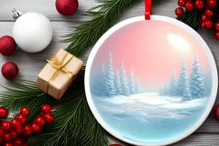 Pastell Winter Scene Ornament PNG Product Image 2