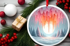 Winter Scene Pastel Candy Round Sublimation PNG Product Image 2