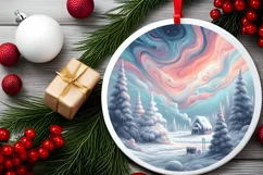 Winter Scene Pastel Candy Round Sublimation PNG Product Image 2