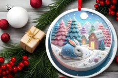 Round Christmas Ornament Sublimation|Clipart Product Image 2