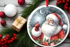 Santa Round Ornament Sublimation PNG Product Image 2