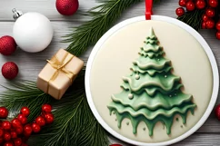 3D Christmas Tree Round Ornament Sublimation PNG Product Image 2
