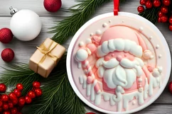 Pastel Santa Large Text Christmas Ornament PNG Product Image 2