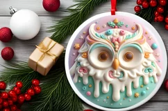 Pastel 3D Martzipan Christmas Owl Sublimation PNG Product Image 2