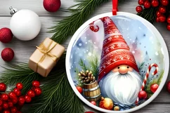 Round Christmas Gnome Sublimation PNG Product Image 2