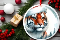 Watercolor Tiger Portrait Winter Scene Product Image 2