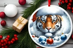 Watercolor Tiger Portrait Winter Scene Product Image 2