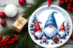 Winter Gnomes Round Ornament Sublimation PNG Product Image 2