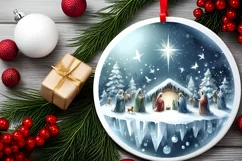 Nativity Scene Winter Ornament Sublimation PNG Product Image 2