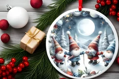Winter Gnomes Round Ornament Sublimation PNG Product Image 2