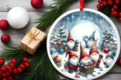 Winter Gnomes Round Ornament Sublimation PNG Product Image 2