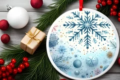 Colorful Snowflake Christmas Ornament Sublimation PNG Product Image 2