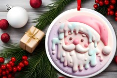 3D Santa Round Ornament Sublimation PNG Product Image 2